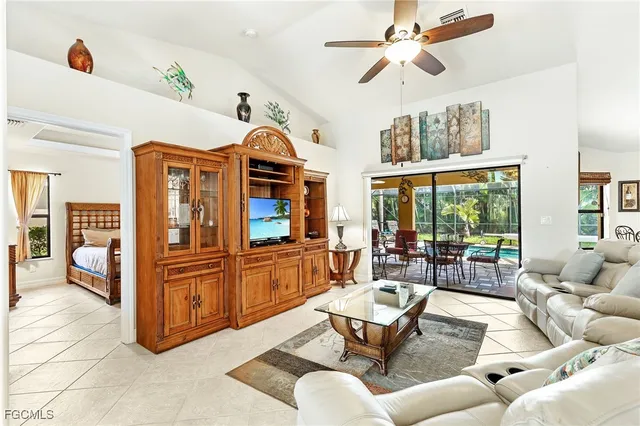 a living room with furniture