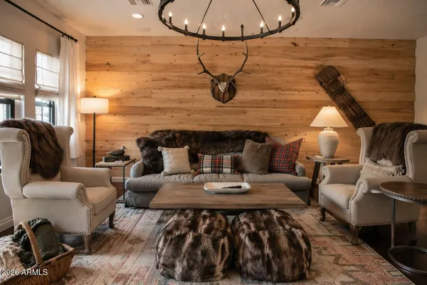 a living room with furniture