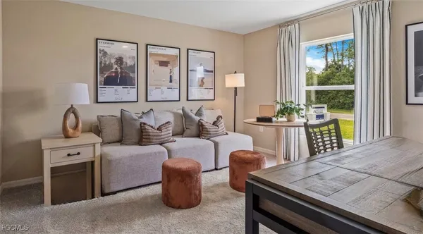 a living room with furniture