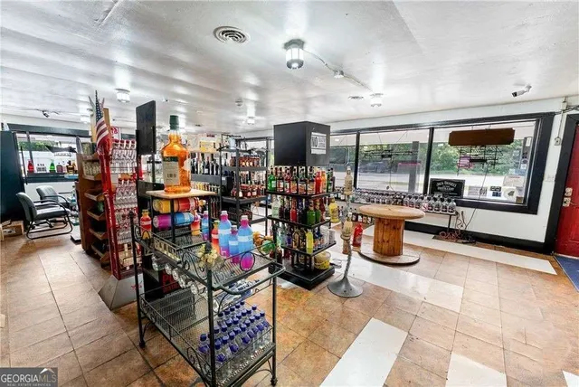 a view of a room with racks