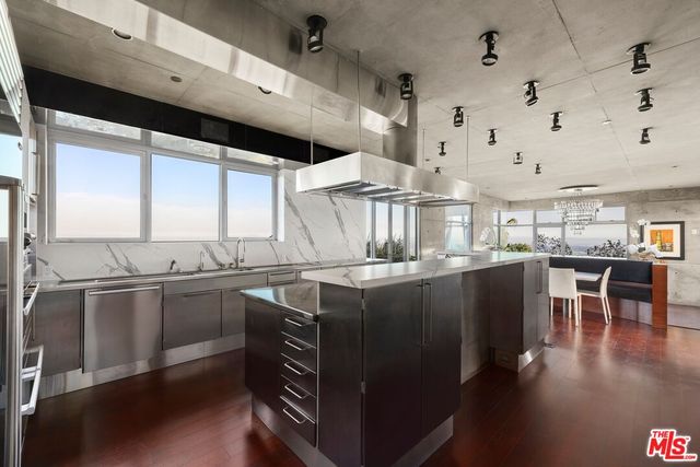 a kitchen with lots of counter top space