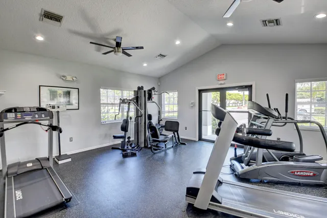 a view of a room with gym equipment