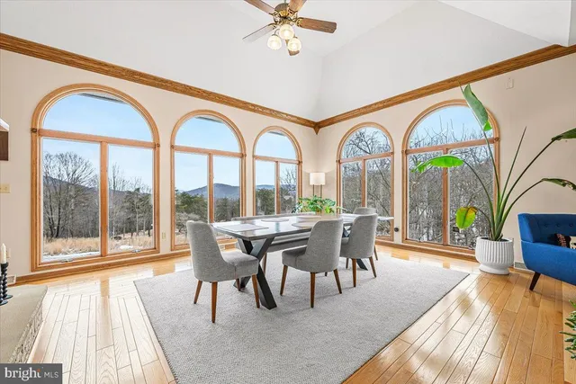 a living room with furniture a fireplace and wooden floor