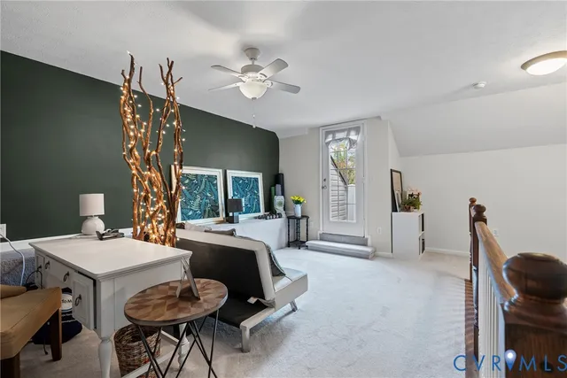 a balcony with furniture