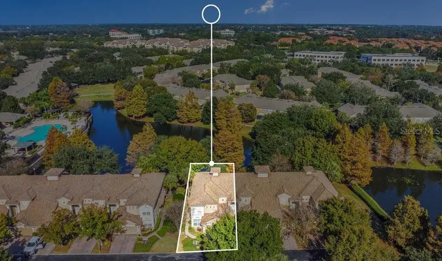 an aerial view of a house