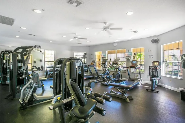 a view of a room with gym equipment