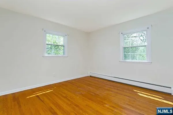 a view of a room with a window