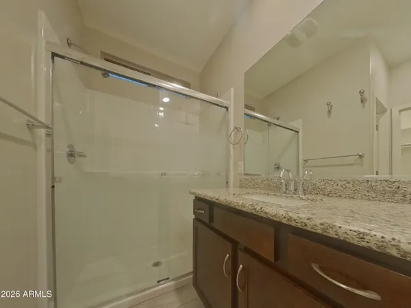 an empty room with a workbench