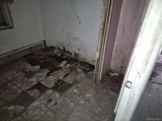 an empty room with a door