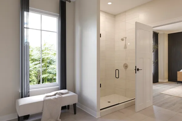 a bathroom with a granite countertop sink a mirror and next to a window