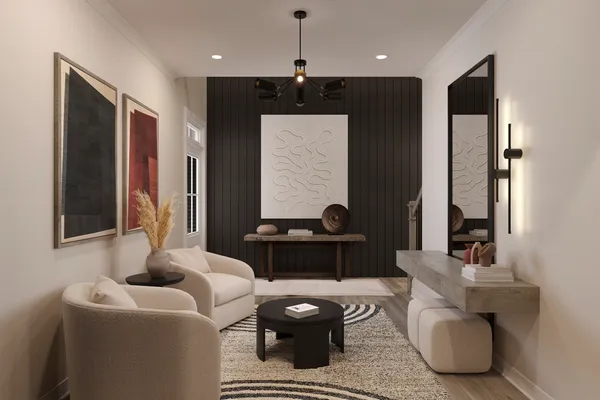 a living room with furniture