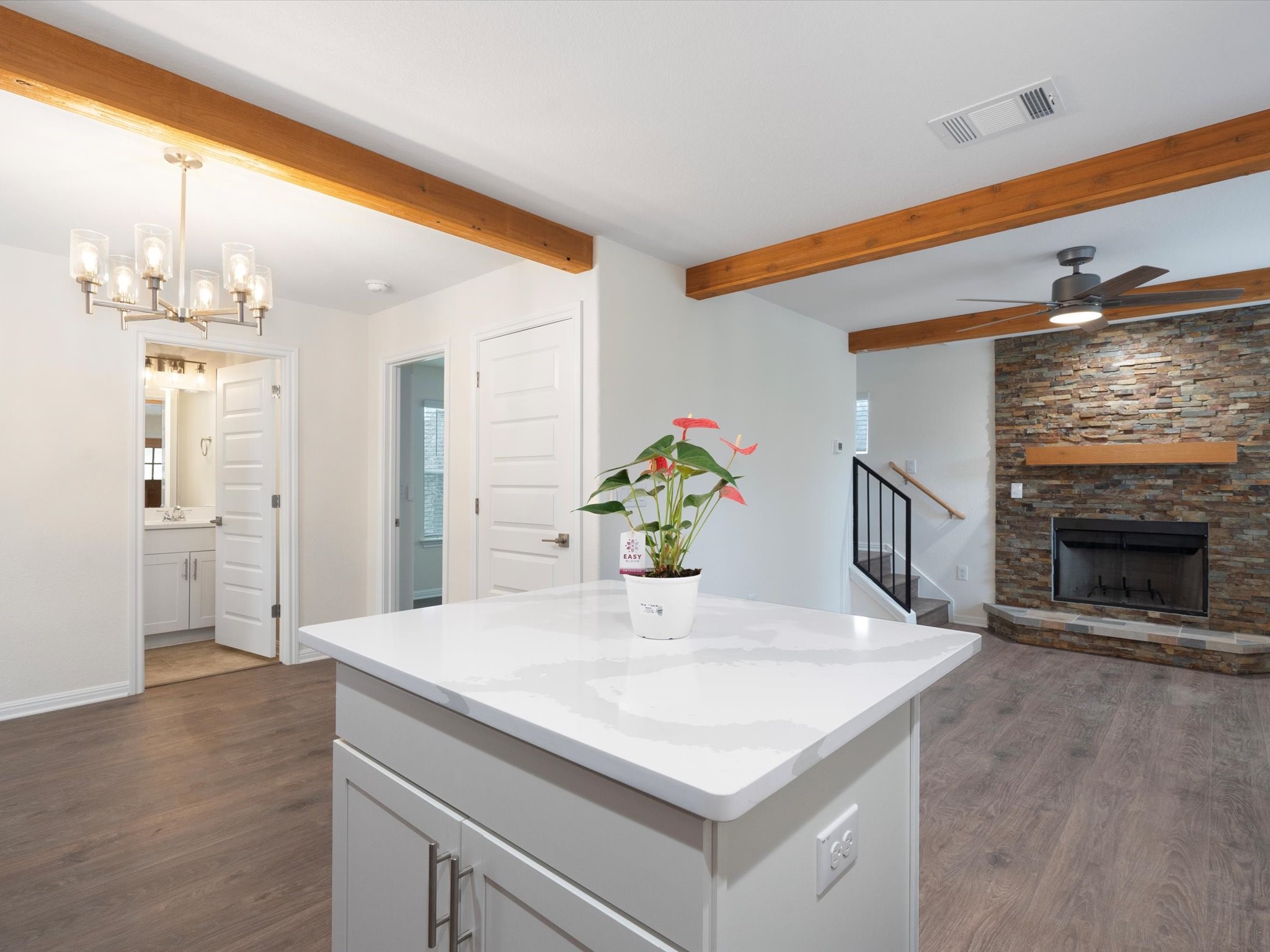 21007 Coleman Branch Creek Road Manor, TX 78653 - Photo 13 of 30 Kitchen with center island open to living room and dining area.
