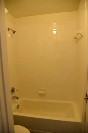 a bathroom with a bathtub