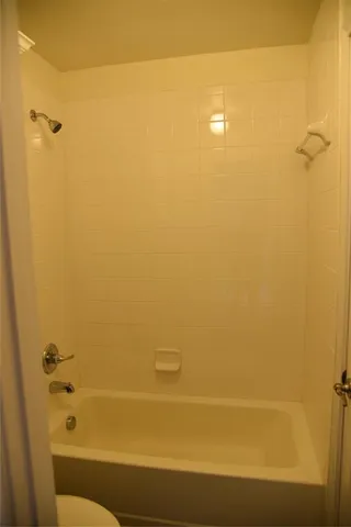 a bathroom with a bathtub