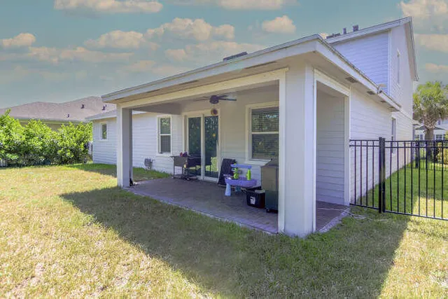 a backyard of a house with lots of green space and fog