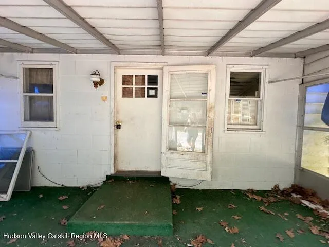 a view of backyard with a large tree