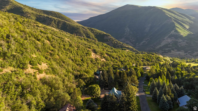 10686 South Covered Brg Cyn Road, Unit 14 Spanish Fork, UT 84660 - Photo 6 of 44 Mountainous terrain with lush green foliage, featuring a paved road winding through a treed landscape