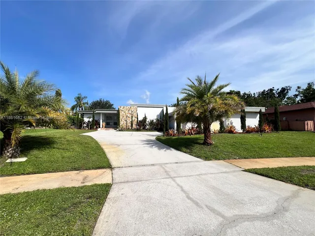 a view of a yard with plants