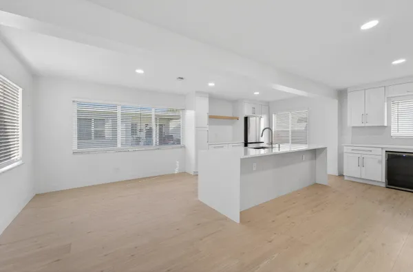a view of kitchen with windows