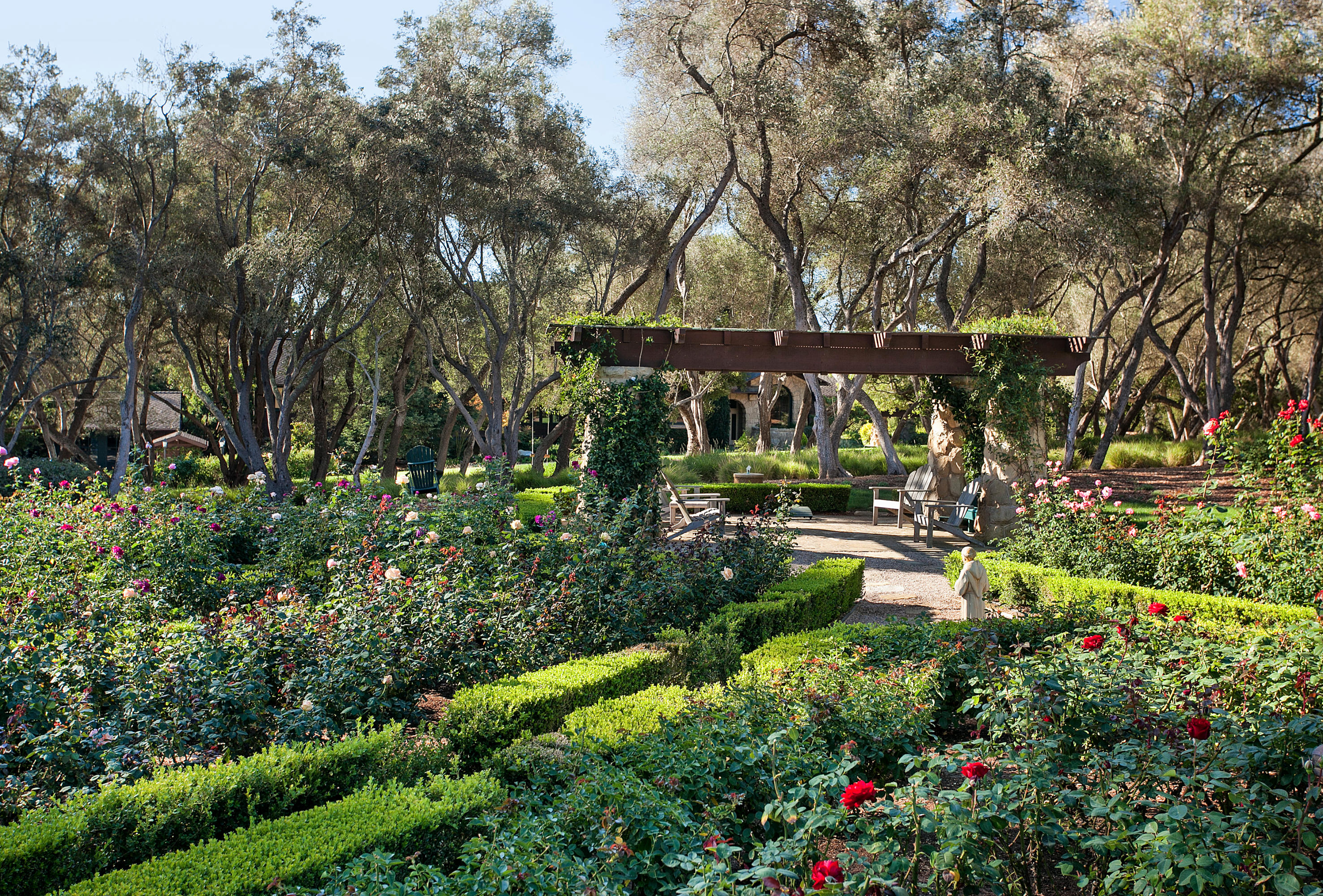 699 San Ysidro Road Montecito, CA 93108 - Photo 24 of 36 a view of swimming pool with lawn chairs and plants
