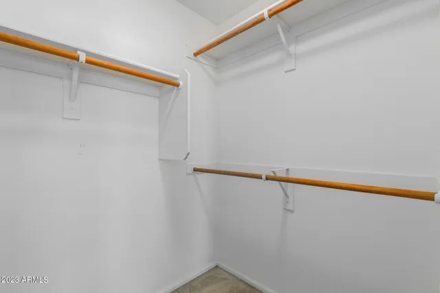 a view of small space with racks on the wall