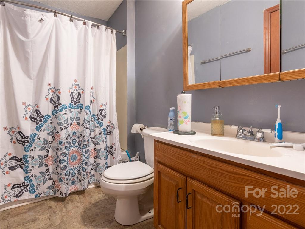 162 Alex Road Cleveland, NC 27013 - Photo 6 of 30 a bathroom with a sink a toilet and shower curtain