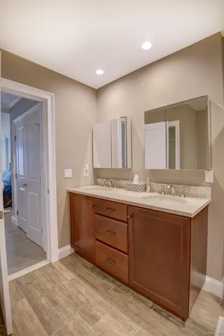 a view of a bathroom with a glass door