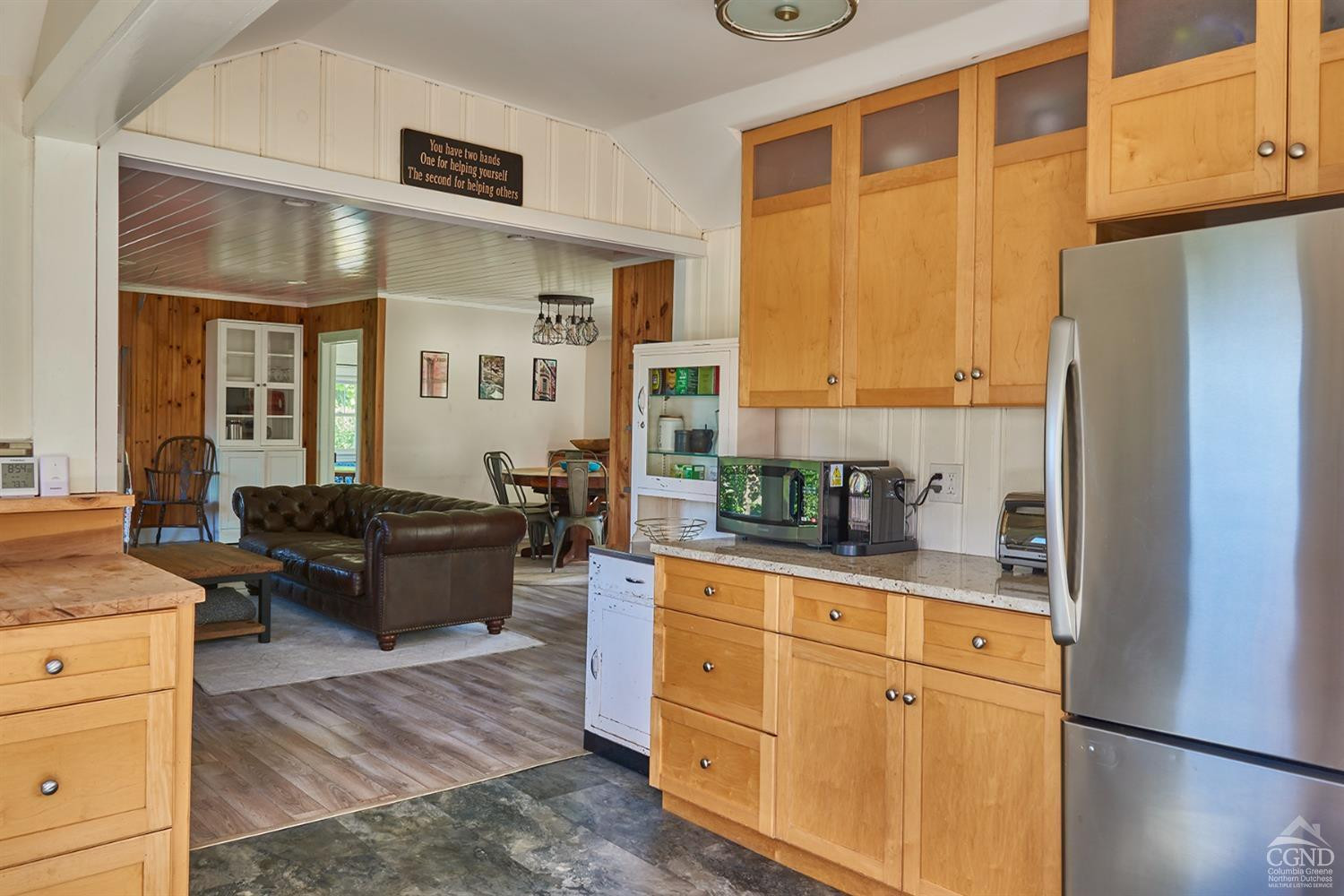 7 Pheasant Road Craryville, NY 12521 - Photo 11 of 26 a kitchen with stainless steel appliances granite countertop a refrigerator a stove a sink dishwasher and white cabinets with wooden floor