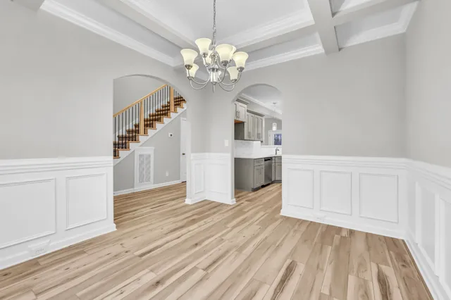 a view of livingroom with chandelier