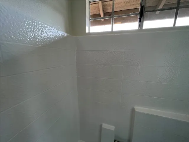 a bathroom with a window