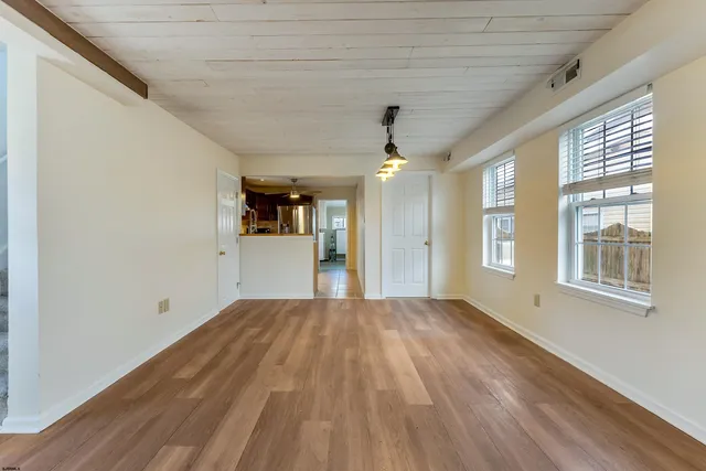 a view of a room with a window