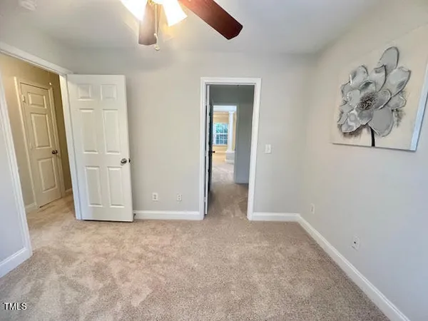 an empty room with cabinet