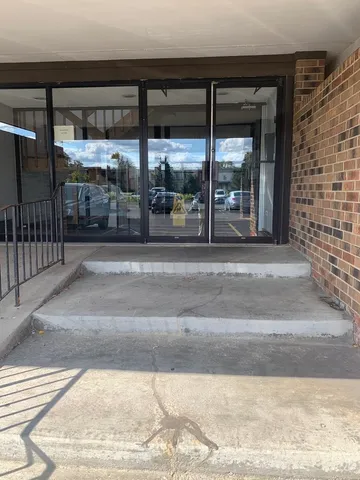 a view of a entrance door of the building