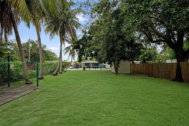 a view of a park with palm trees