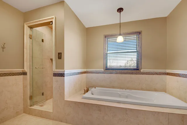 a bathroom with a bathtub