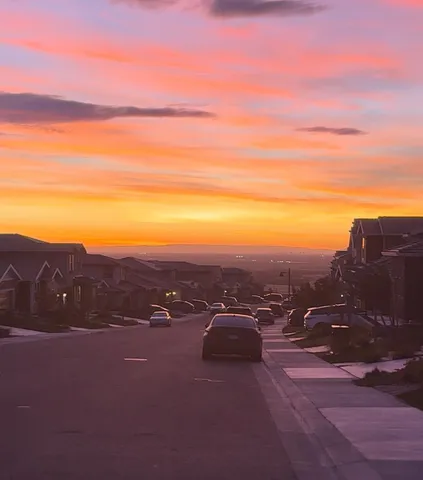 a view of city and mountain view in back