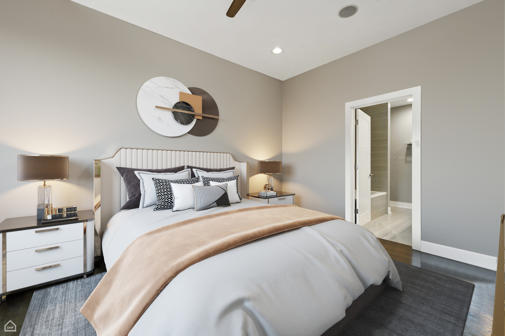 1312 West Madison Street, Unit 3A Chicago, IL 60607 - Photo 12 of 21 a bedroom with a bed and a lamp