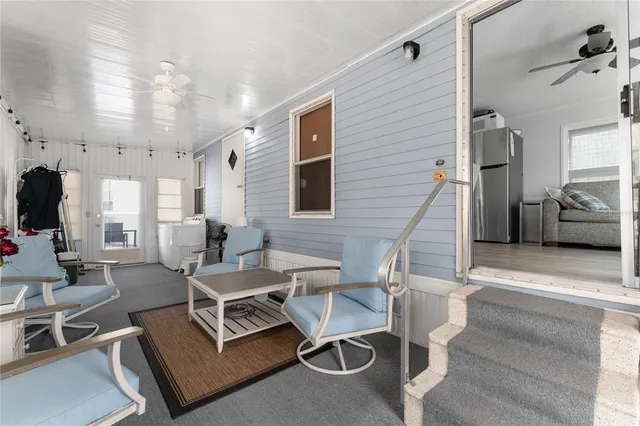 a outdoor living space with furniture