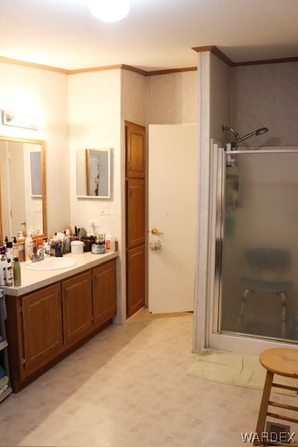 4245 Cibola Road Golden Valley, AZ 86413 - Photo 16 of 21 a bathroom with a double vanity sink mirror and shower