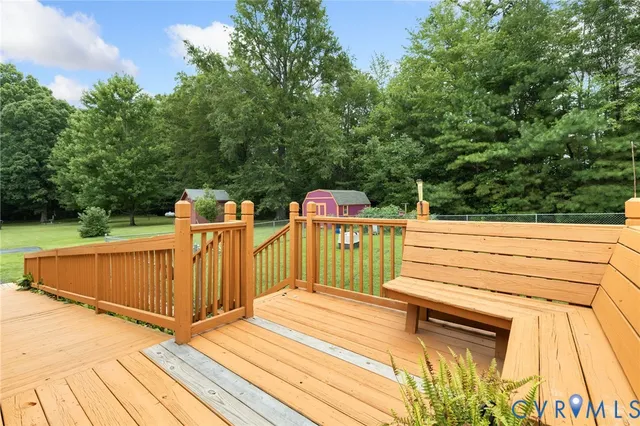 a view of a wooden deck