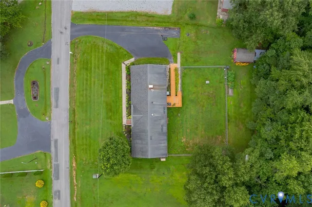 an aerial view of a house