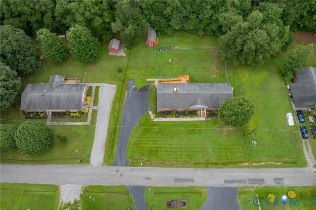 an aerial view of a house