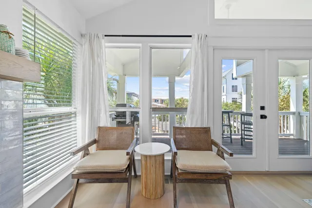 a bedroom with a large bed and furniture