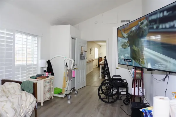 a view of a room with gym equipment