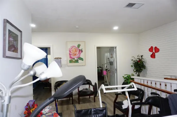 a workspace with furniture