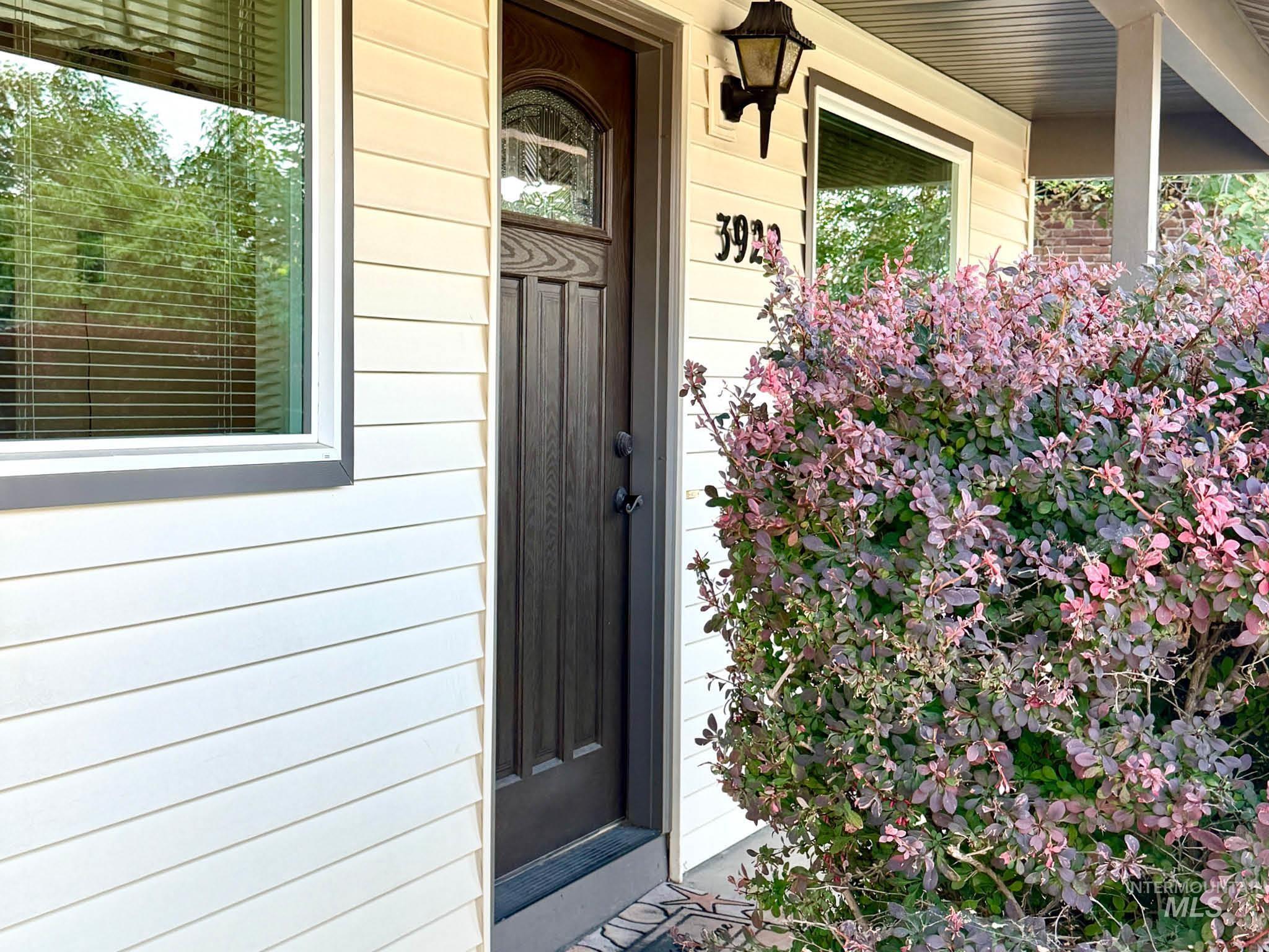 3920 North Maple Grove Road Boise, ID 83704 - Photo 29 of 29 Dark wood-paneled entry door with decorative glass accent