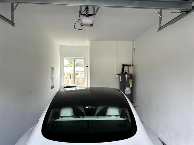 a view of a car in garage