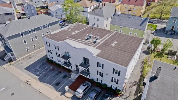 an aerial view of a house