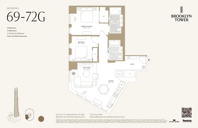 $1,965,000 | 85 Fleet Street, Unit 69G | Downtown Brooklyn