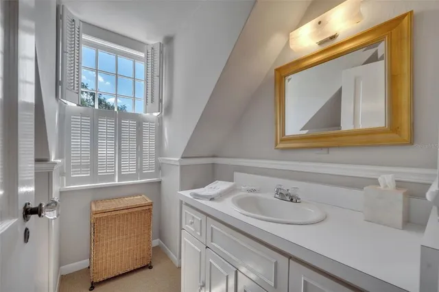 a view of a garage with storage